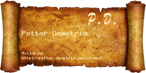 Petter Demetria névjegykártya